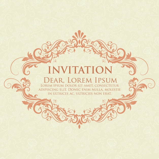 Wedding Invitation and Announcement Card with Vintage Background Artwork