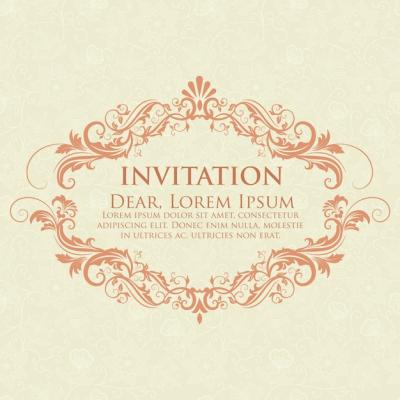 Wedding Invitation and Announcement Card with Vintage Background Artwork