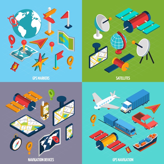 Navigation Isometric Icon Set