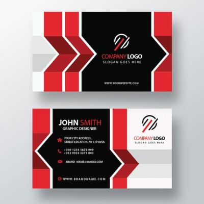 Red Abstract Business Card