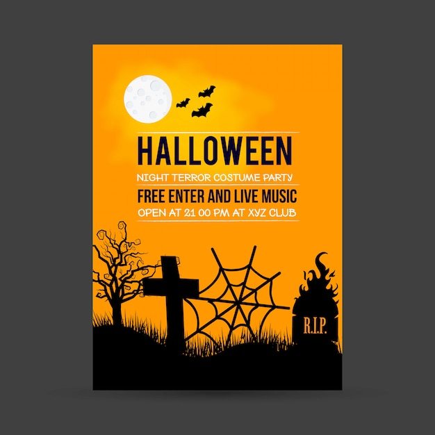 Halloween Party Invitation Card with Creative Design Vector