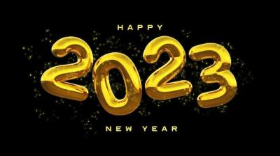 Realistic Happy New Year 2023 Banner Template with 3D Elements