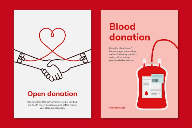 Blood Donation Campaign Template Vector Ad Poster Dual Set