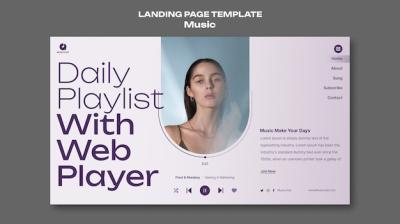 Gradient music concept landing page
