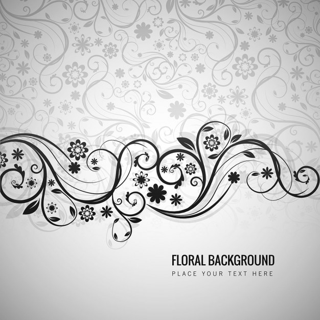 Ornamental Style Grey Floral Background