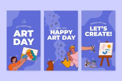 Hand Drawn World Art Day Instagram Stories Collection