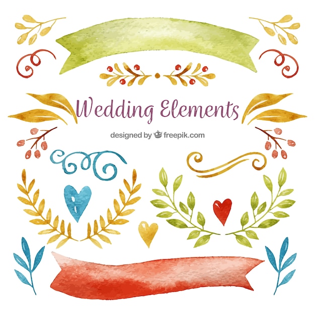 Watercolor Floral Wedding Ornament Collection