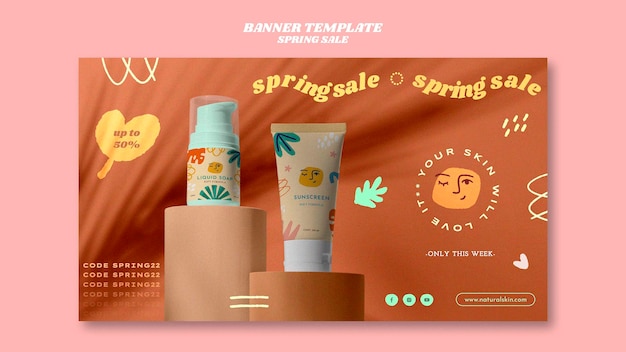 Realistic Spring Sale Banner Template Design