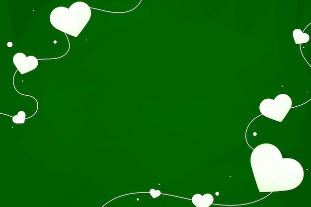 Heart String Border Geometric Pattern Green Background