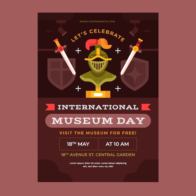 Flat Vertical Poster Template for International Museum Day