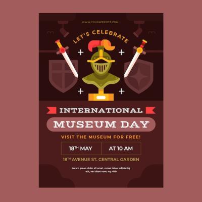 Flat Vertical Poster Template for International Museum Day