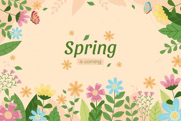 Flat floral background for spring