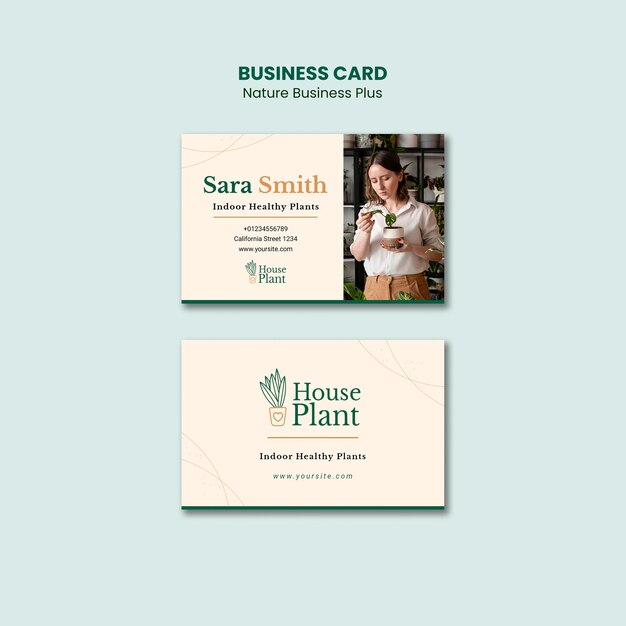 Horizontal Business Card Template For Indoor Potted Plants