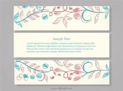 Retro Banner Floral Decoration Vector Templates for Free Download