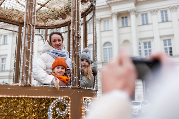 Family enjoying a trip on their christmas holidays