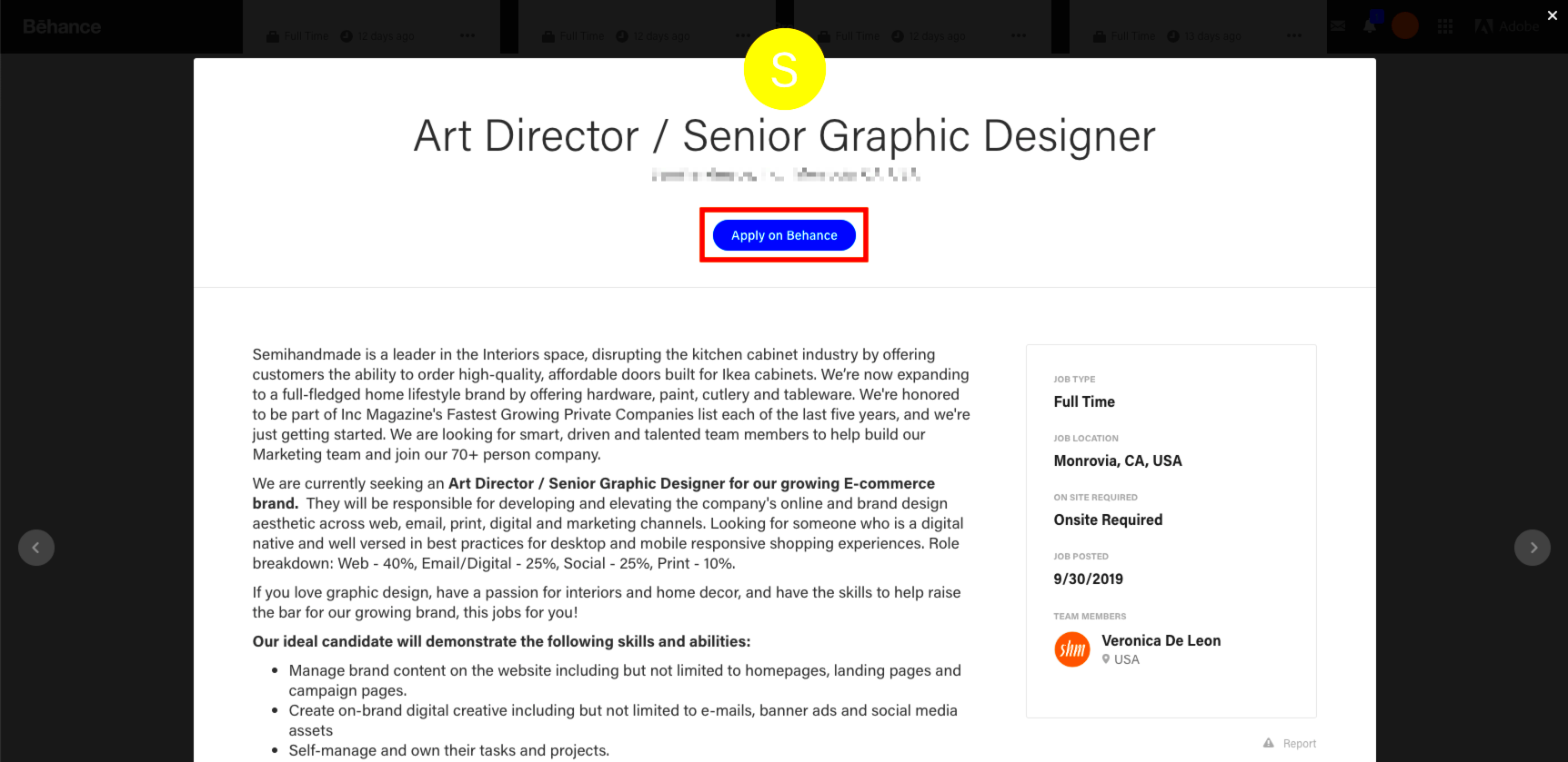 Guide Applying For Jobs On Behance Behance Helpcenter