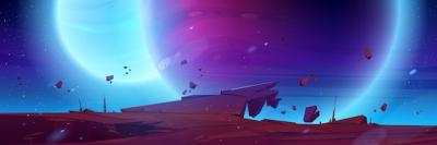 Cosmic Background Alien Planet Deserted Landscape