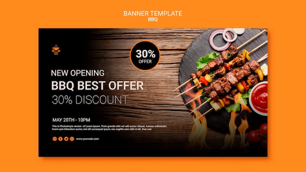 Banner template with BBQ design – Free Download