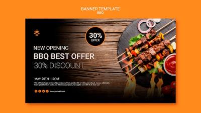 Banner template with BBQ design – Free Download