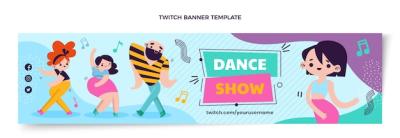 Flat Design Dance Show Twitch Banner Template