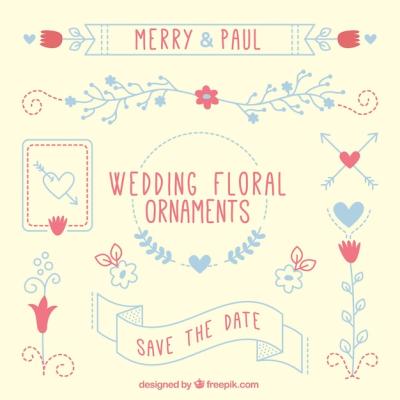 Blue Wedding Floral Ornaments – Free Download