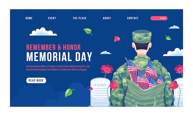 USA Memorial Day Celebration Landing Page Template