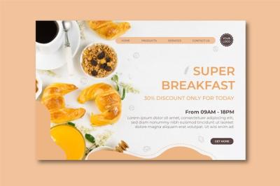 Vector Templates for Breakfast Concept Landing Page