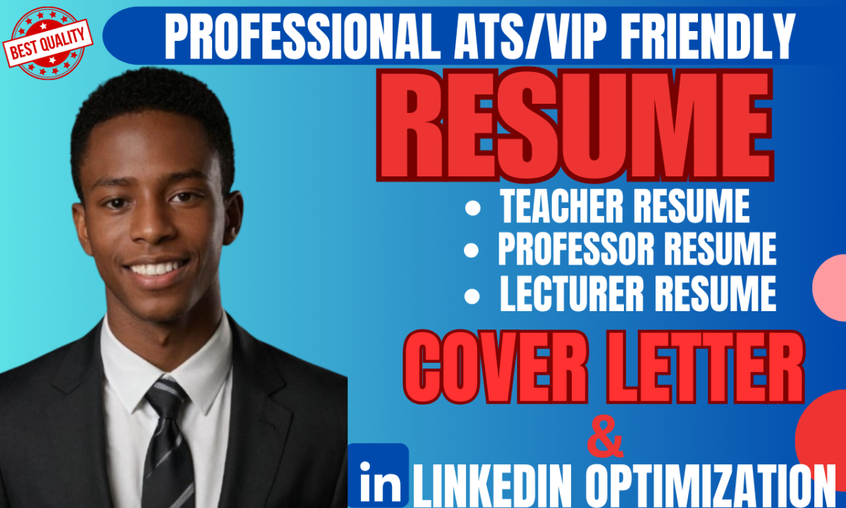 I will craft a teacher resume, professor resume, lecturer resume and cover letter