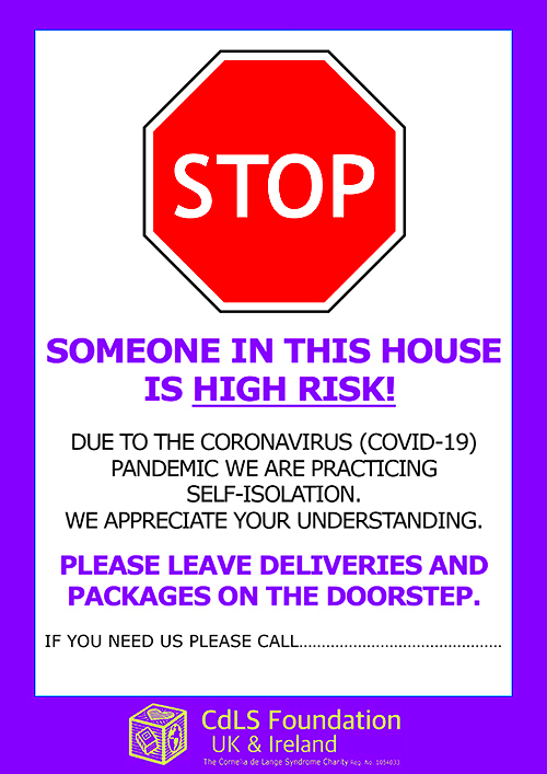 High Risk Doorstep Face Mask Exemption Graphics CdLS Foundation UK 