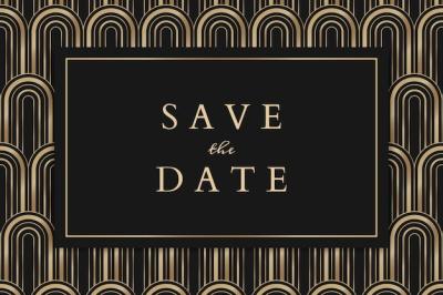 Wedding Invitation Vector Template with Art Deco Pattern