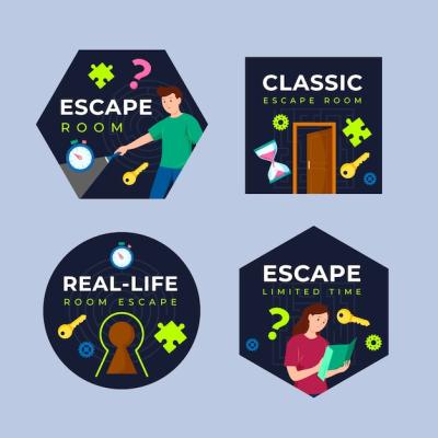 Hand Drawn Escape Room Labels for Free Download