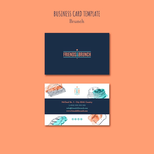 Brunch Restaurant Business Card PSD Templates for Free Download