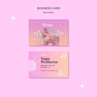 Gradient wellness horizontal business card template with shiny stars