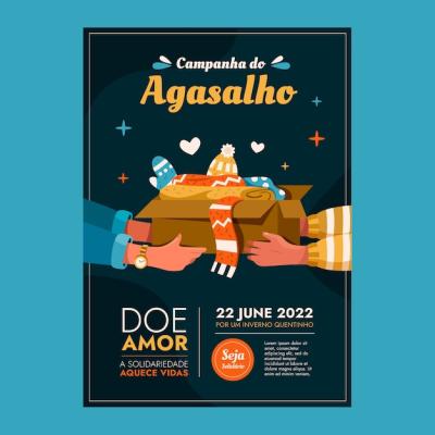 Vertical Poster Template for Flat Agasalho Campanha