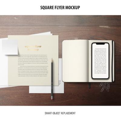 Square Flyer Mockup for Free Download