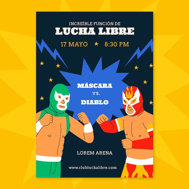 Hand drawn mexican wrestler poster design