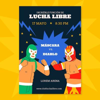 Hand drawn mexican wrestler poster design