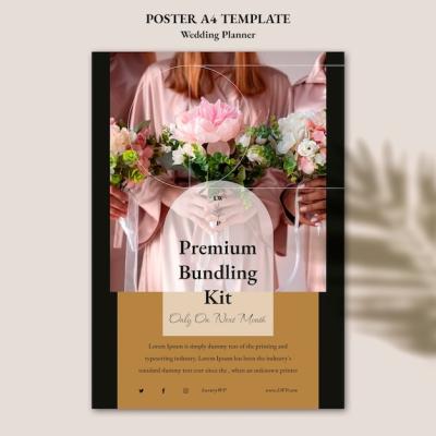 Wedding Planner Vertical Poster Template with Leaf Shadow Design