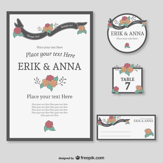 Floral Wedding Set of Graphics