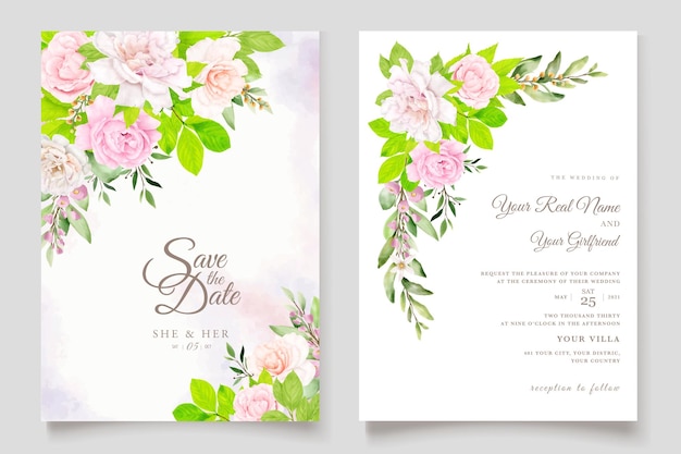 Watercolor floral wedding card design