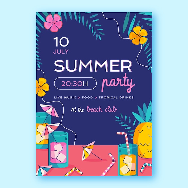 Hand drawn summer party flyer