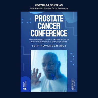 Prostate Cancer Awareness Poster Template in Blue Tones