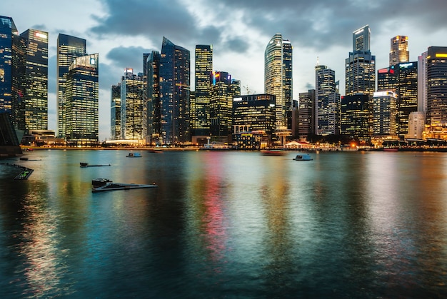 City lights reflecting in the water