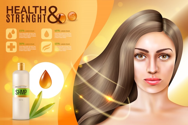 Vector Templates: Hair Cosmetics Background with Free Stock Photo Download