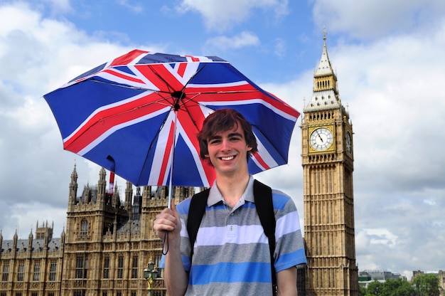 Smiling Boy Visiting the Big Ben