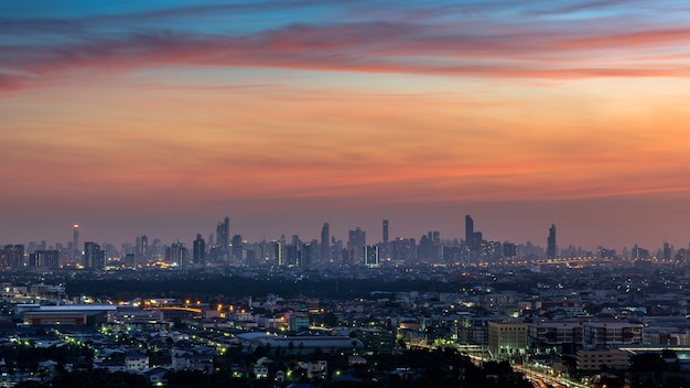 Cityscape at twilight in Bangkok, Thailand