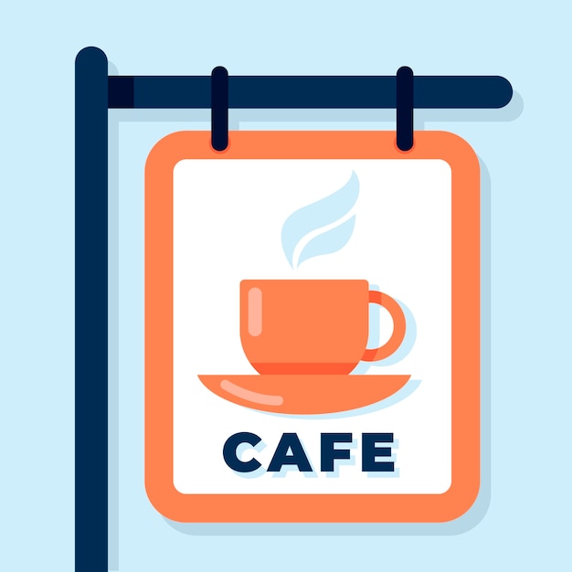 Flat design cafe signage vector template – free download