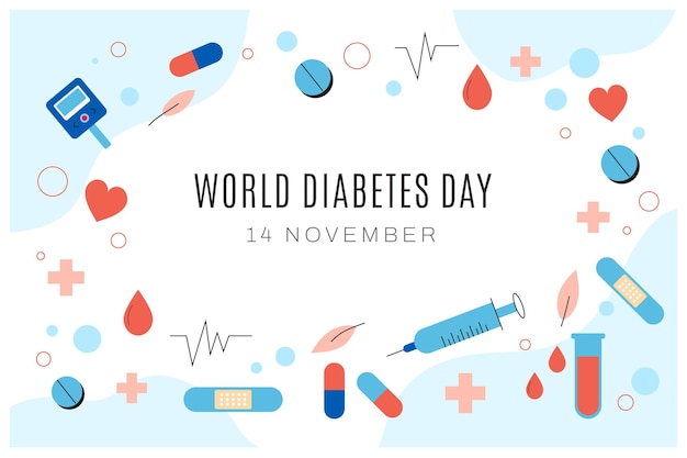 Hand drawn flat world diabetes day background