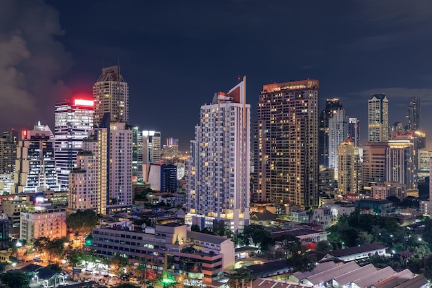 Bangkok Business District Cityscape with Skyscraper at Night Thailand – Free Stock Photo Download