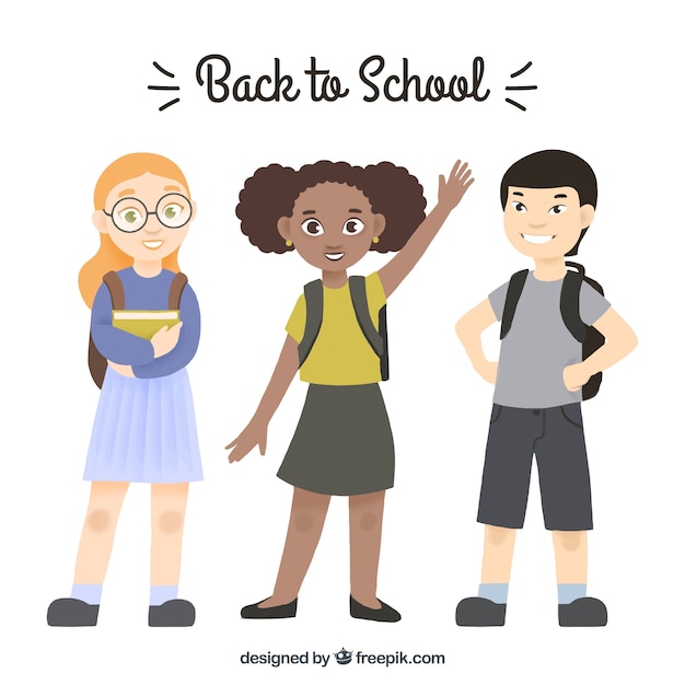 Back to School Background with Happy Students